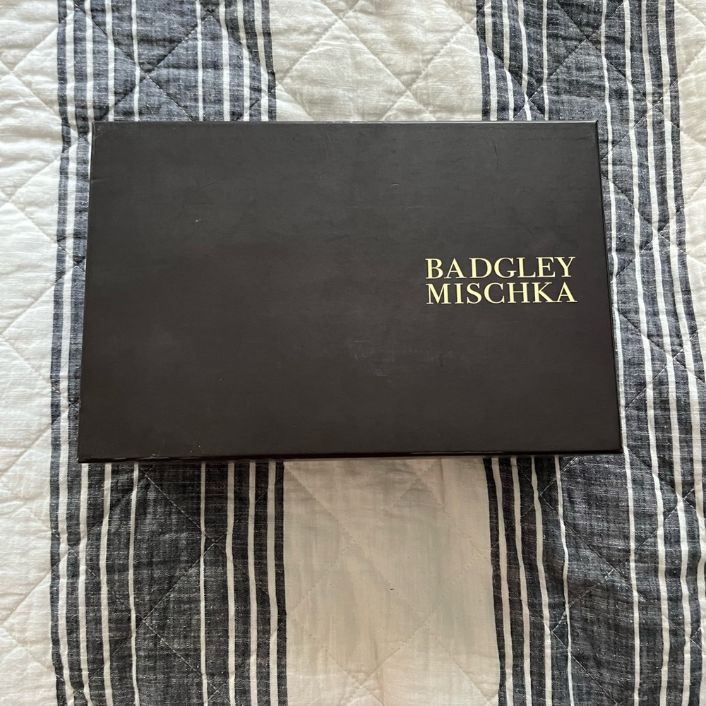 Badgley Mischka lavender satin open toed heels